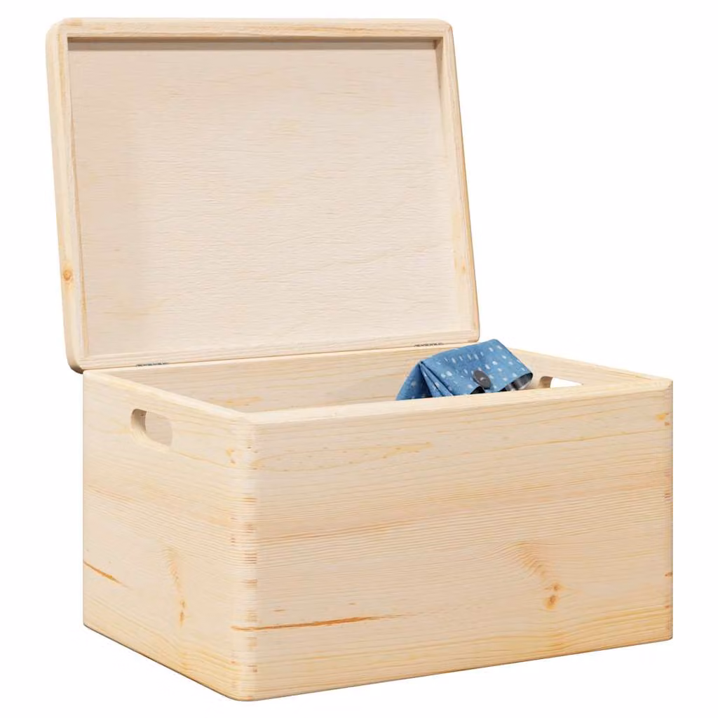 Scatola in legno con coperchio e manici vidaXL, colore marrone/beige, L 40 cm x P 30 cm x H 23 cm