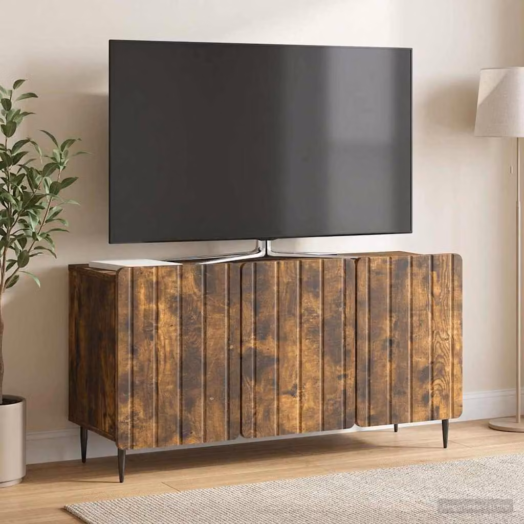 Mobile TV vidaXL in legno ingegnerizzato e metallo, Rovere Fumo, L: 99 cm, P: 34,5 cm, H: 52 cm