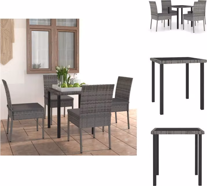 vidaXL Set da pranzo da giardino 5 pezzi in rattan grigio - Set di mobili da giardino