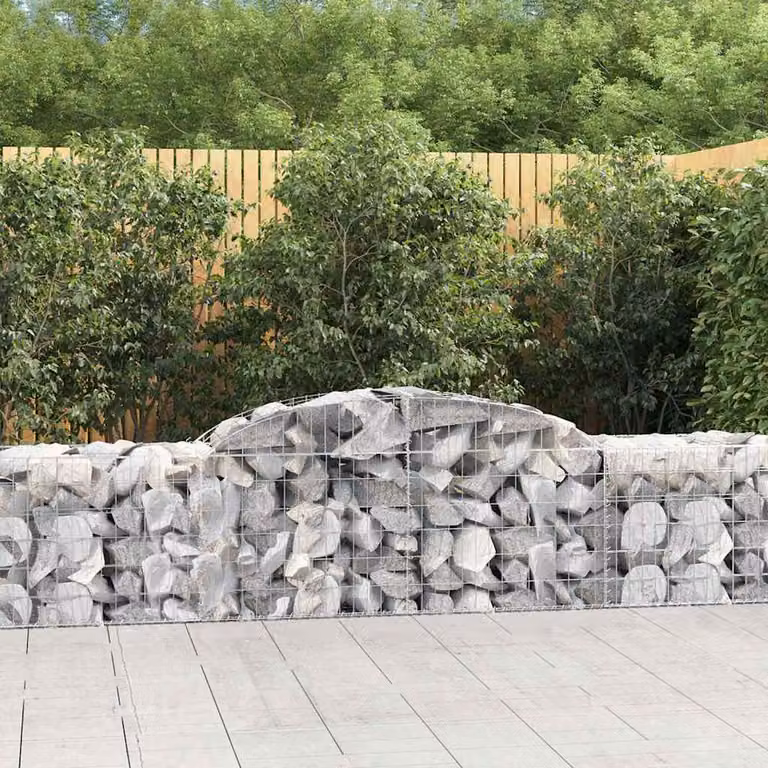 Set di 11 Cesti Gabbioni ad Arco vidaXL in Acciaio Zincato Grigio L: 300 cm, P: 50 cm, H: 60/80 cm