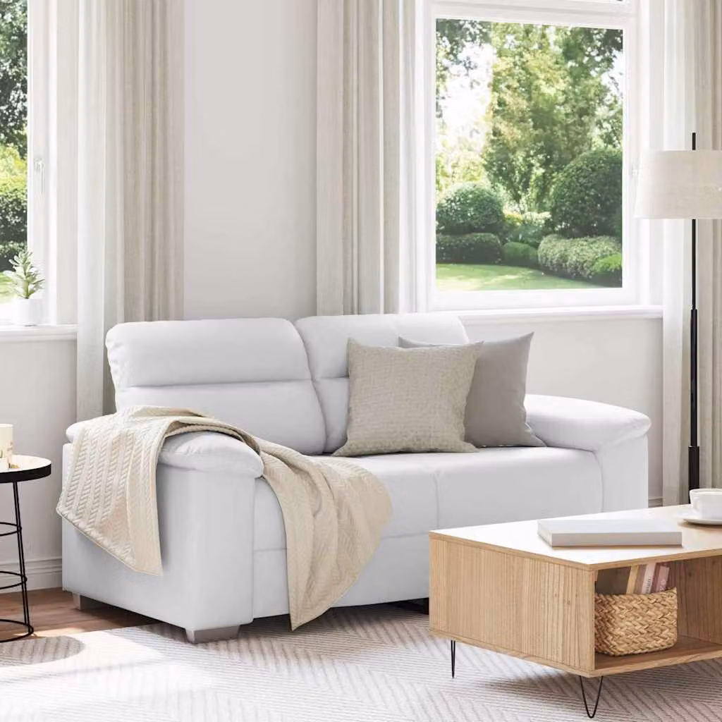 Divano a 2 posti vidaXL in similpelle bianco, design moderno per soggiorno o ufficio, L: 160 cm, P: 81 cm, H: 84 cm