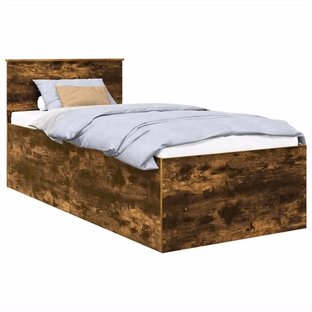 Struttura del letto con testiera vidaXL in legno Rovere fumé, L 120 x P 200 cm – 2