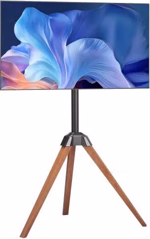 Supporto TV VEVOR con Cavalletto Treppiede per Schermi da 1016-1651 mm, Carico Massimo 45 kg, Rotazione 18° Sinistra-Destra, Colore Marrone, Ideale per Soggiorno, Ufficio o Camera da Letto
