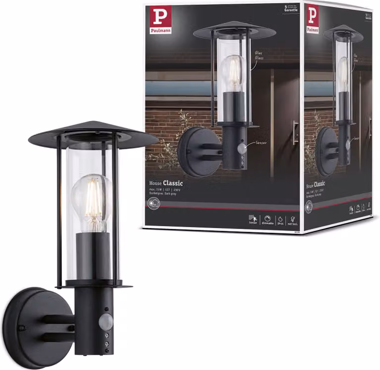 Paulmann Classic lampada da parete per esterni Rilevatore di movimento crepuscolare (IR)