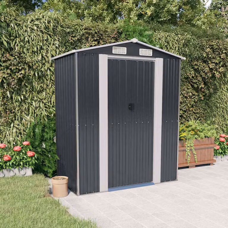 vidaXL Capanno da Giardino in Acciaio Zincato Antracite L: 192 cm, P: 108 cm, H: 223 cm