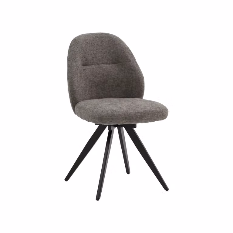 Set di sedie girevoli ZENNENDAL in tessuto grigio e gambe in metallo nero