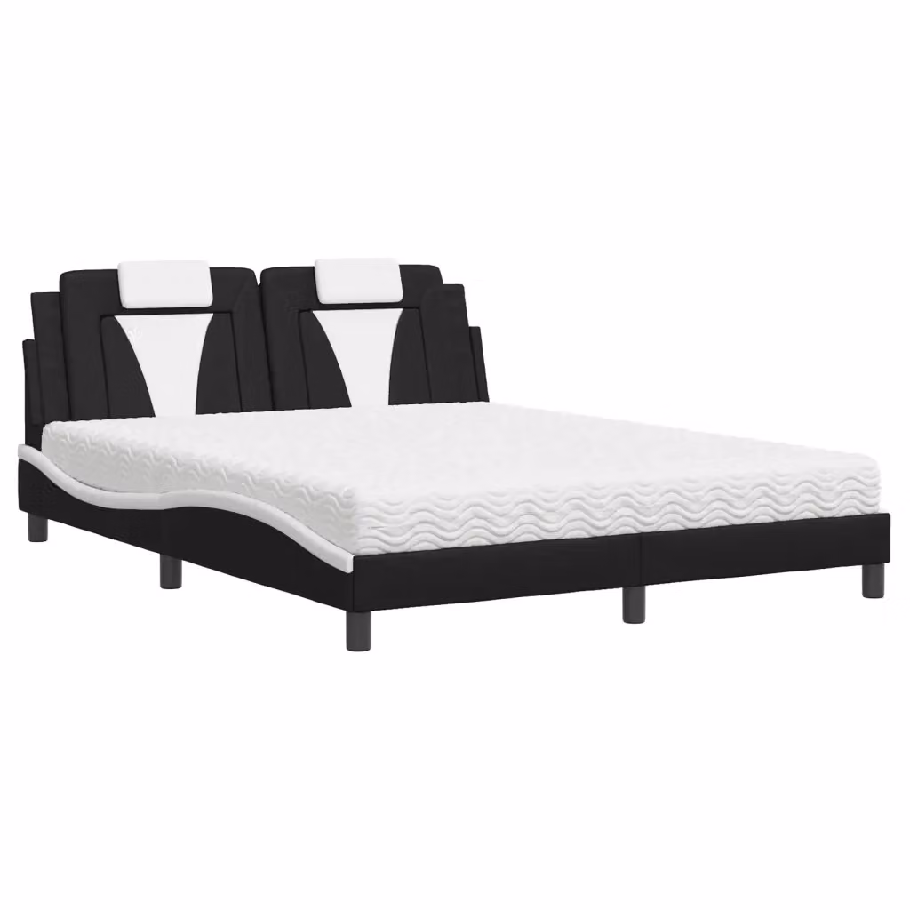 Letto Viana vidaXL con materasso in similpelle nero e bianco L/P/H: 200 x 160 x 74,5 cm – 2