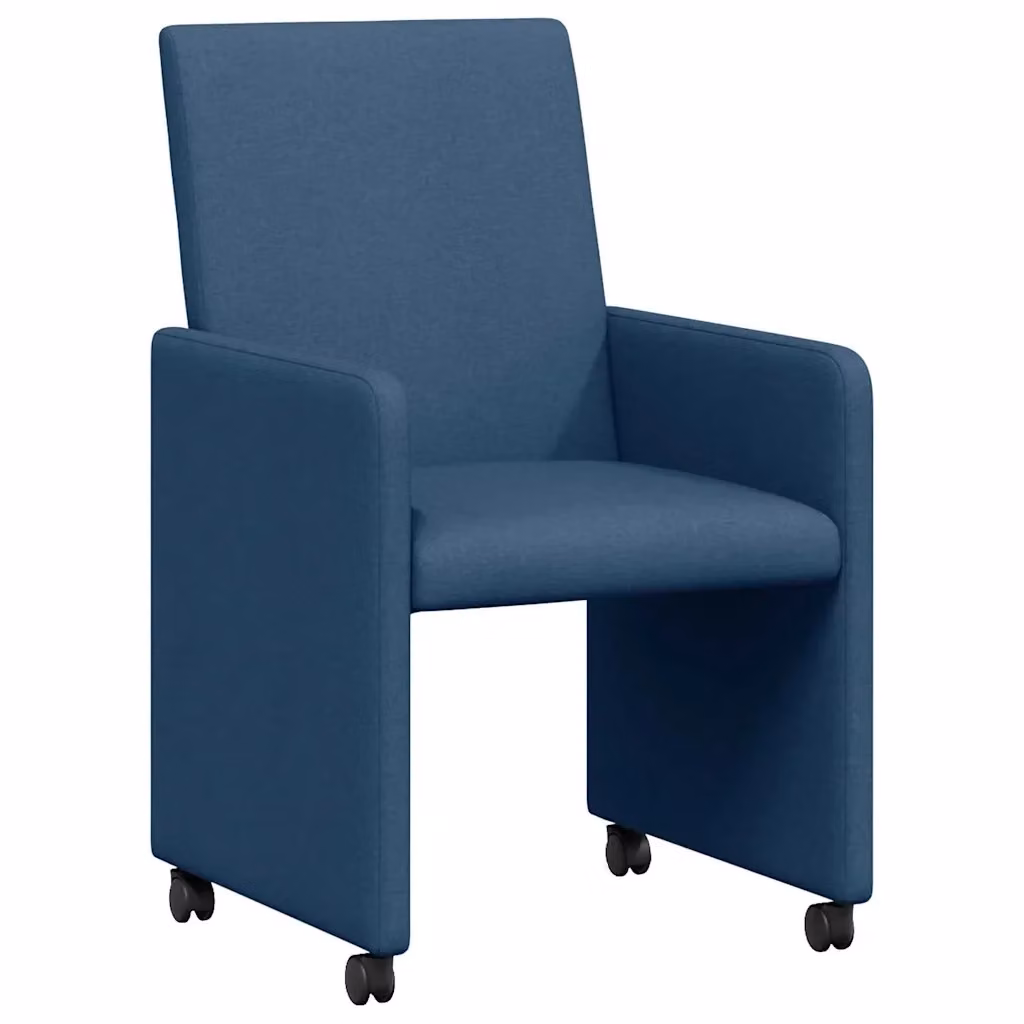 Set di 2 sedie da pranzo vidaXL con ruote in tessuto blu, L 57 x P 66 x H 94 cm – 2