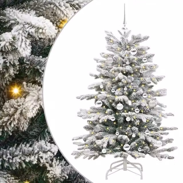 Albero di Natale Artificiale Design In Bianco con Luci LED e Rami Pieghevoli Altezza: 150 cm