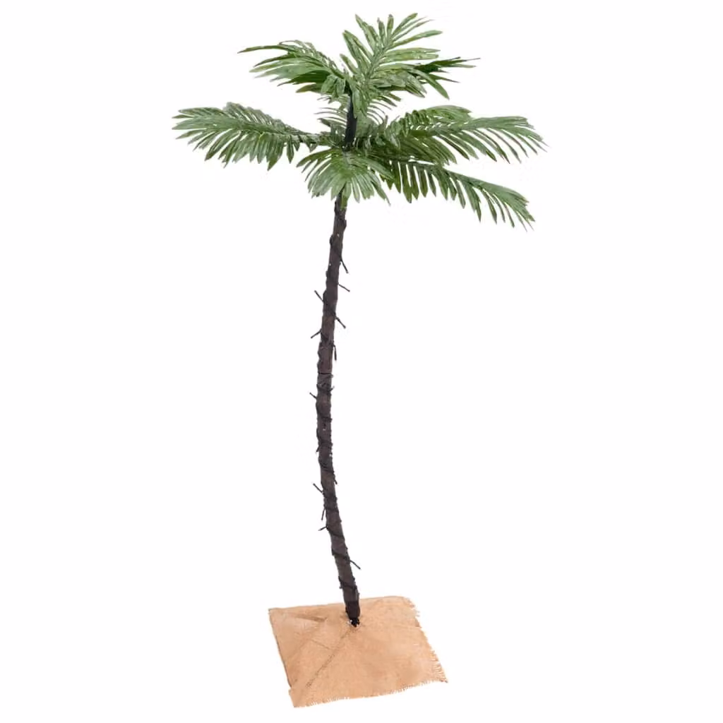 The Living Store Albero di palma artificiale a LED bianco caldo 72 LED 120 cm