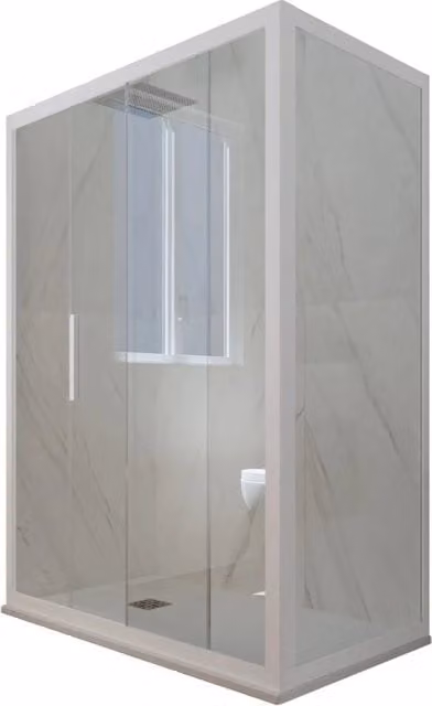 Box doccia scorrevole rettangolare FORTE mod. Deco Duo con vetro trasparente e profilo bianco matt, L/P/H: 130 x 70 x 200 cm