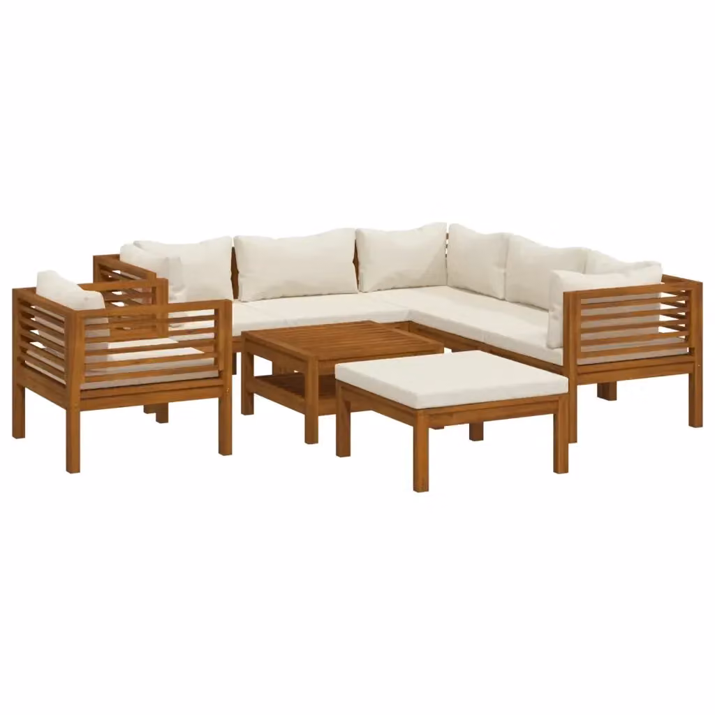 Set di Divani da Giardino 8 Pezzi vidaXL in Legno di Acacia con Cuscini Beige e Marrone – 2