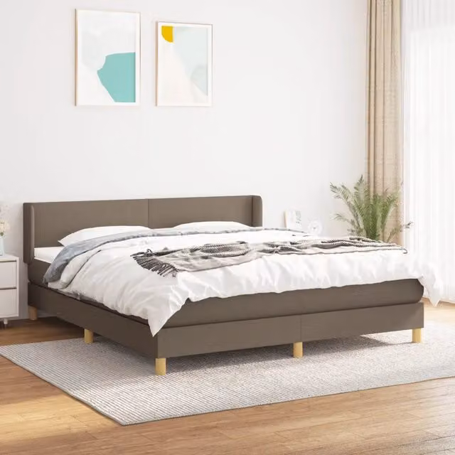 Letto Ibrido vidaXL con Materasso e Struttura Imbottita in Tessuto Beige e Bianco L/P: 160 x 200 cm – 1