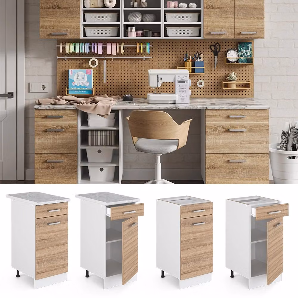 Base universale R-Line Sonoma Vicco con cassetto, bianca, L: 40 cm – 2