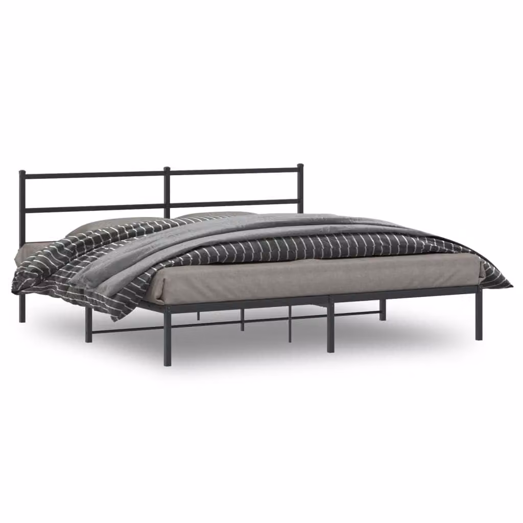 Giroletto con testiera in metallo nero vidaXL L: 198 cm, P: 207 cm, H: 90 cm