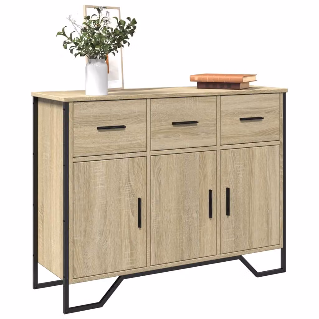 Credenza moderna vidaXL in legno multistrato color rovere sonoma, L 97 cm x P 32,5 cm x H 74,5 cm