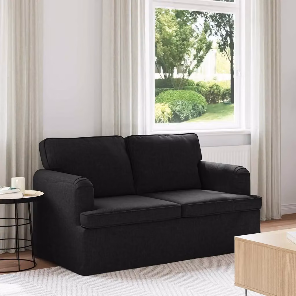 Divano da soggiorno Design In nero in tessuto con coperture rimovibili L: 144 cm, P: 80 cm, H: 85 cm – 2