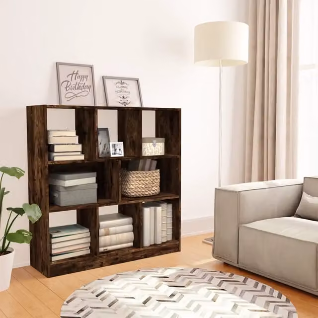 Libreria a scaffale Design Mania in legno multistrato color rovere fumo, ideale per soggiorno o ingresso, L: 97,5 cm, P: 29,5 cm, H: 100 cm – 1