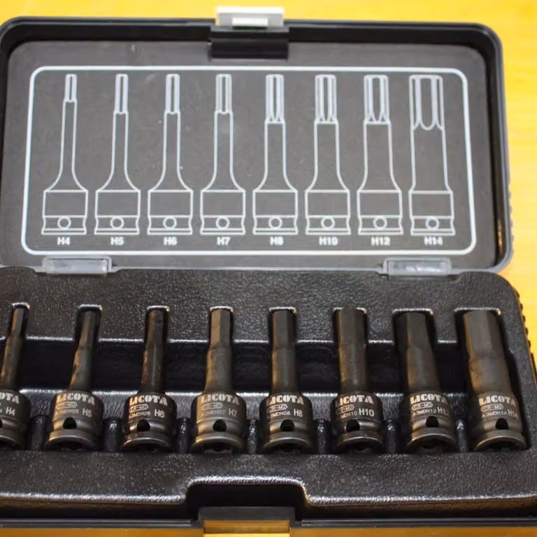 Set Chiavi a Bussola Esagonali per Avvitatore a Impulsi, 3/8", H4-H14, Cr-Mo