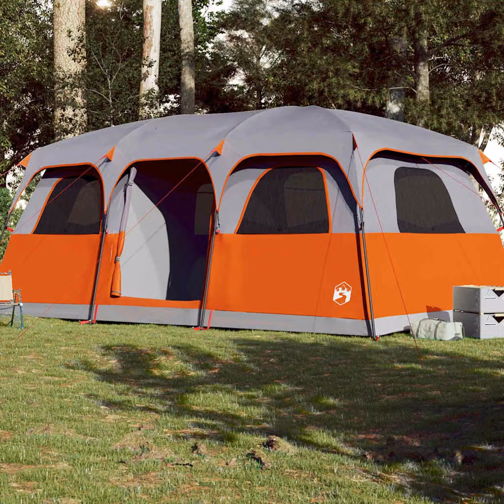 Tenda Familiare a Cabina vidaXL Grigia in Poliestere con Finestra per Adulti