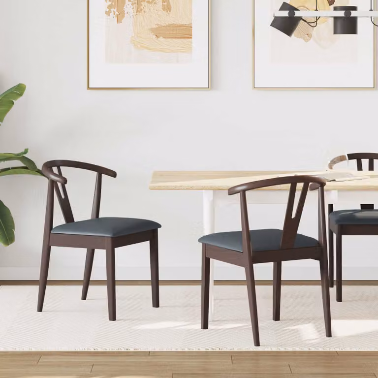 Set di 2 sedie da pranzo vidaXL in legno di gomma marrone e nero L 50,5 x P 61 x H 80,5 cm