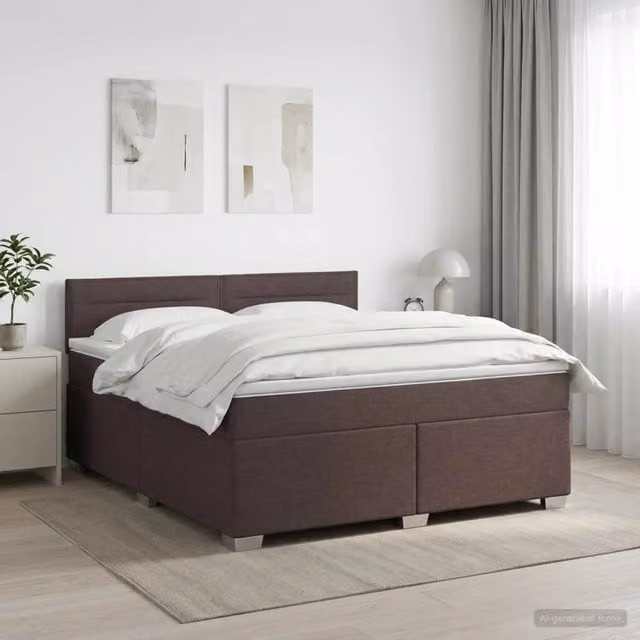 Letto box spring con materasso ibrido vidaXL Marrone, L/P: 140 x 200 cm