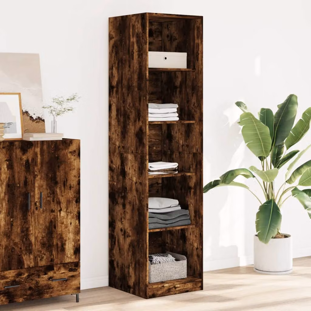 Armadio vidaXL in legno Rovere Fumo con ripiani interni, L: 50 cm, P: 50 cm, H: 200 cm – 1