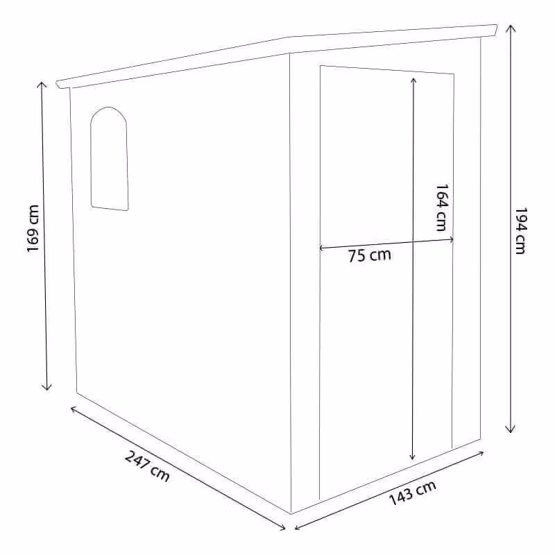 Casetta porta attrezzi da giardino REX in plastica e acciaio, colore grigio, L: 247 cm, P: 143 cm, H: 194 cm – 2