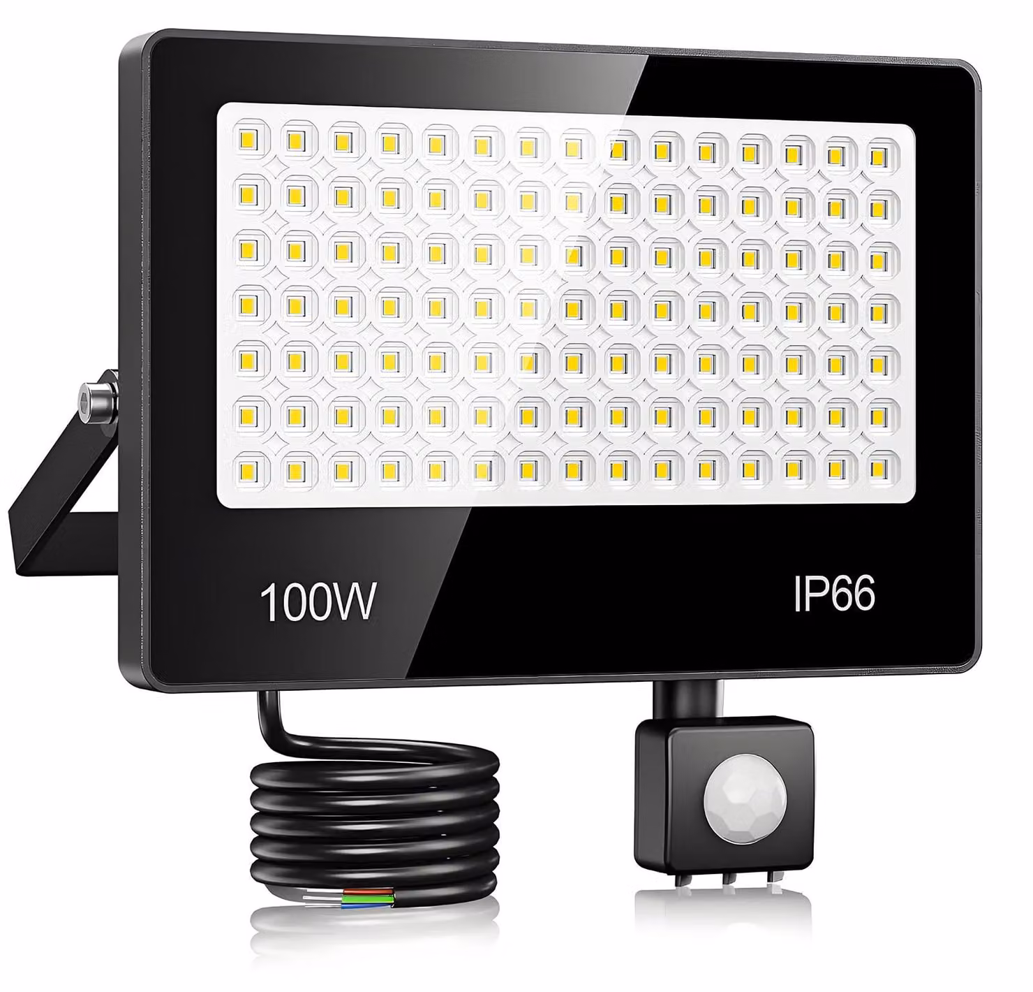 Faretto LED da esterno, 100W, 10.000 lumen, sensore di movimento, grado di protezione IP66, luce bianca fredda