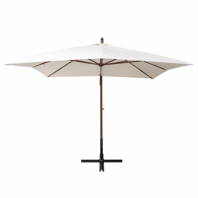 vidaXL Ombrello semaforo 300x300 cm palo di legno bianco