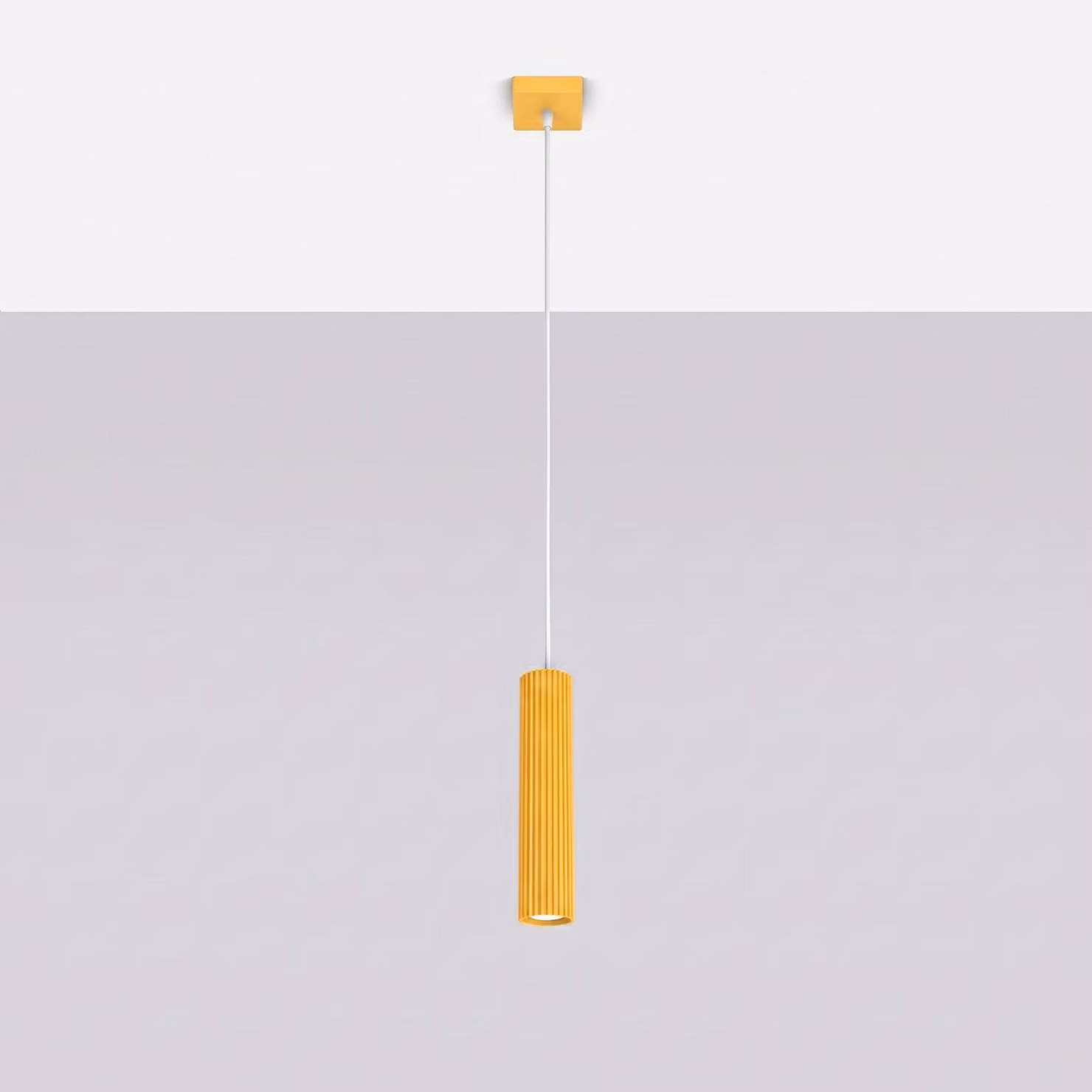 Lampada a sospensione KARBON 1 gialla 1xGU10 10W alluminio 118x8x8 cm Sollux Lighting