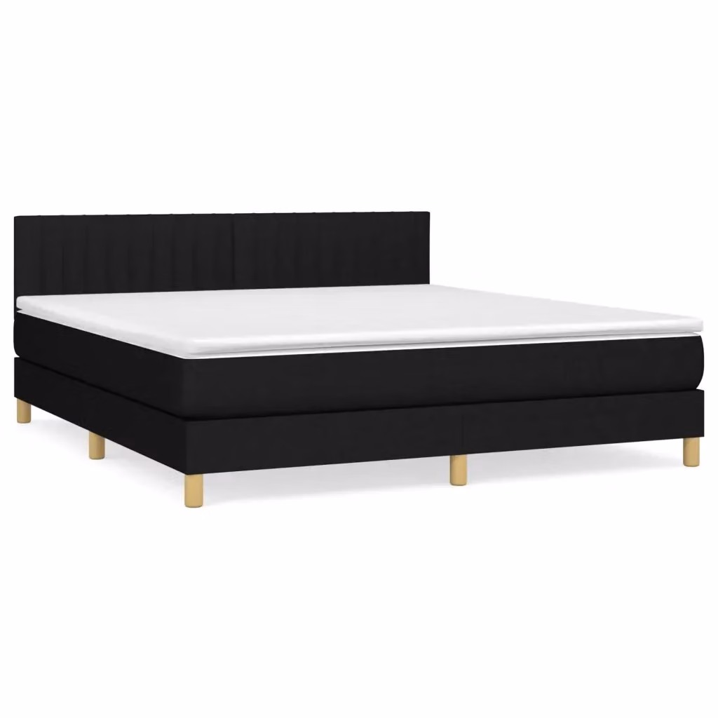Letto Ibrido vidaXL con Giroletto a Molle e Materasso in Tessuto Nero e Bianco L/P: 180 x 200 cm – 2