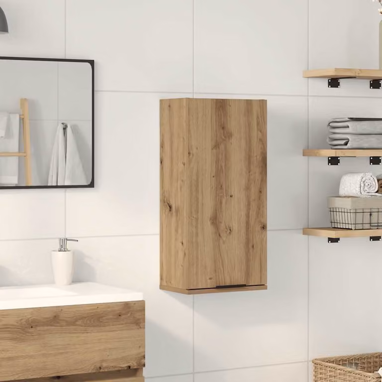 Mobile da bagno a parete vidaXL in legno Rovere Marrone L: 32 cm, P: 20 cm, H: 67 cm