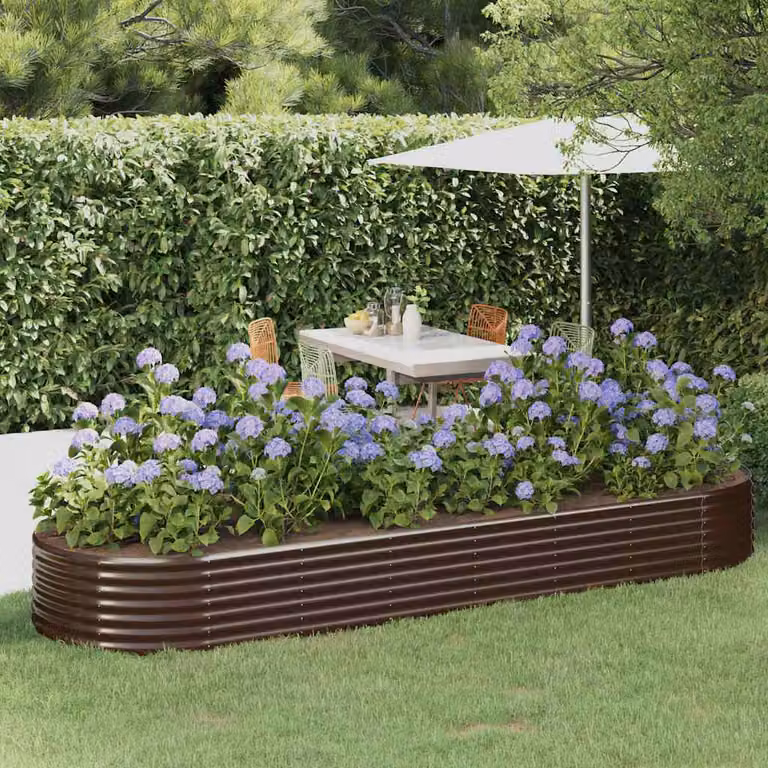 Letto da giardino rialzato vidaXL in acciaio zincato marrone L: 322 cm, P: 100 cm, H: 36 cm