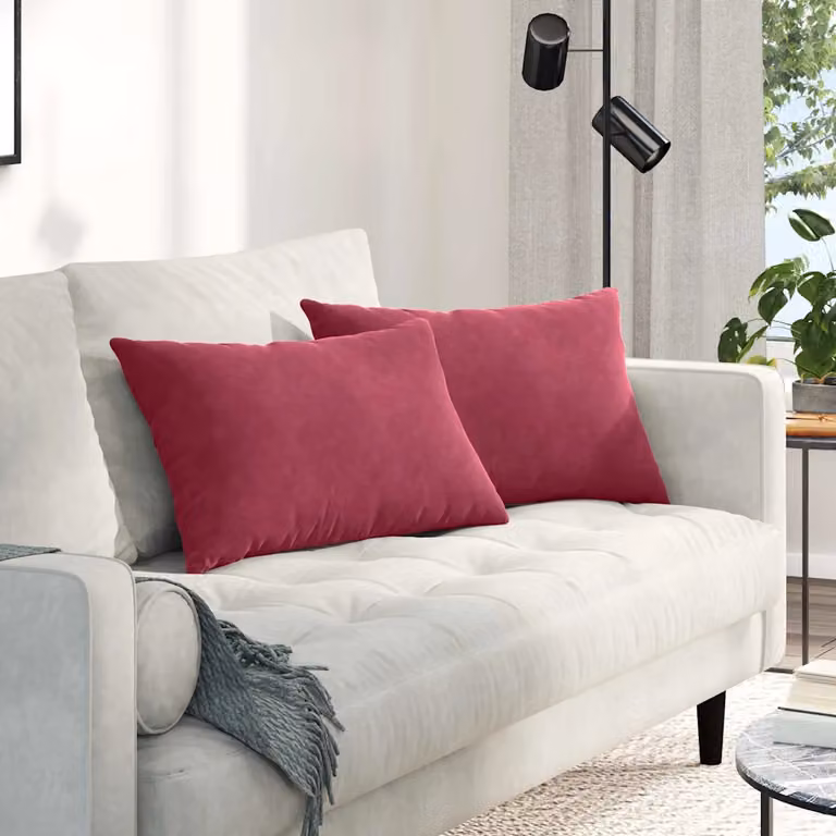 Set di 2 cuscini da divano vidaXL in tessuto a coste rosso, L 60 cm x P 40 cm