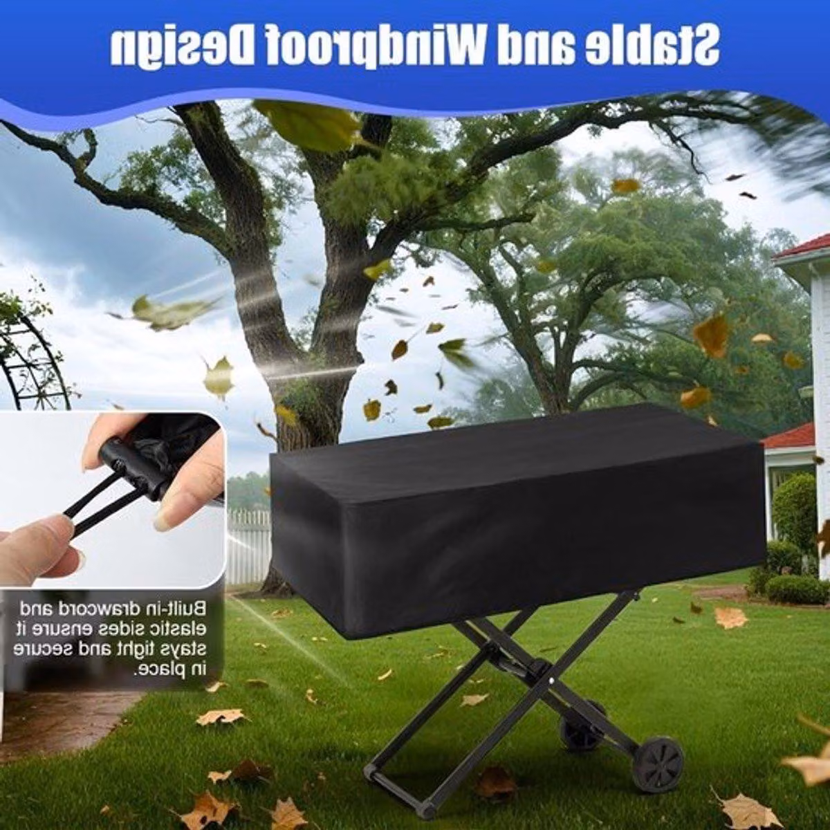 Copertura impermeabile per barbecue, realizzata in tessuto Oxford 210D, resistente agli strappi, antivento e resistente ai raggi UV, adatta a griglie a gas (70 x 47 x 30 cm)