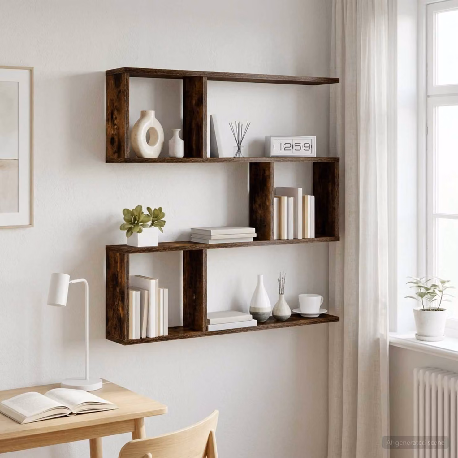 Scaffale da parete moderno vidaXL in legno color marrone, L: 80 cm, P: 12 cm, H: 79,5 cm