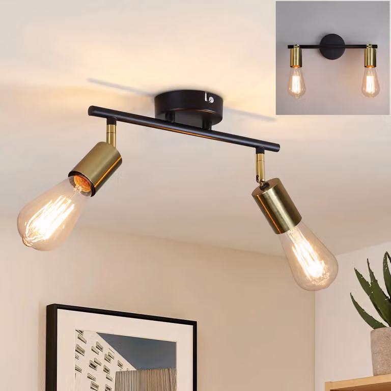 ZMH Faretto da soffitto a 2 luci E27 Lampada da soffitto Lampada da corridoio Orientabile a 360° Faretti da soffitto Faretto Lampada da soffitto per cucina, corridoio e sala da pranzo