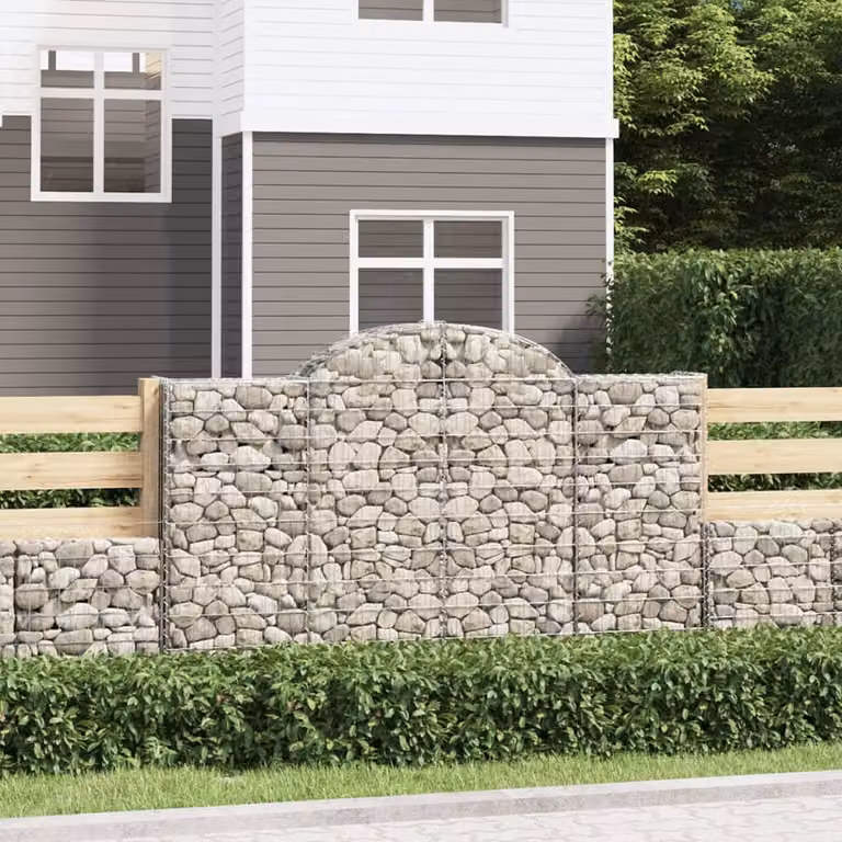 Cesto Gabbione ad Arco vidaXL in Acciaio Zincato Grigio L: 200 cm, P: 50 cm, H: 120/140 cm