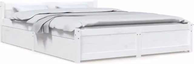 Letto matrimoniale | Letto per adulti | Giroletto con Cassetti Bianco 140x200 cm