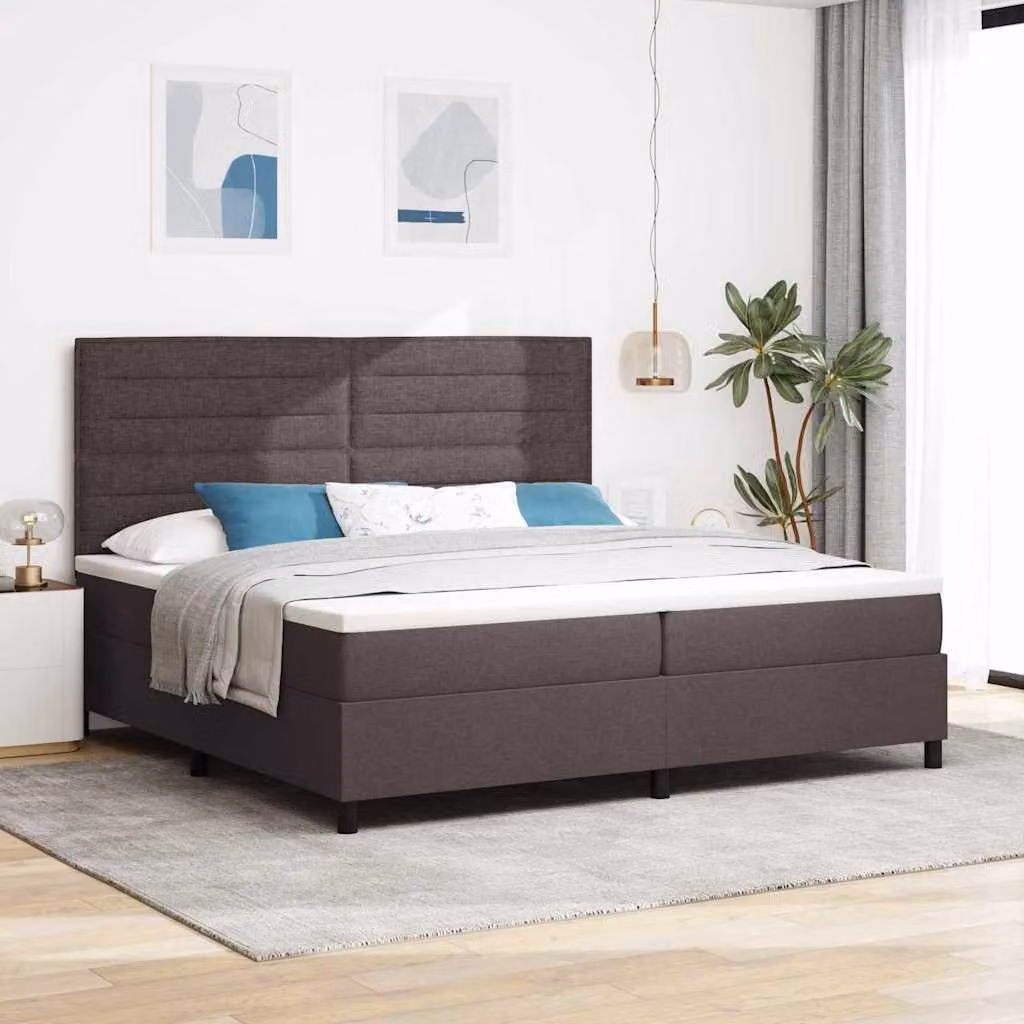 Maison Exclusive - Letto boxspring con materasso marrone scuro 200 x 200 cm Tessuto