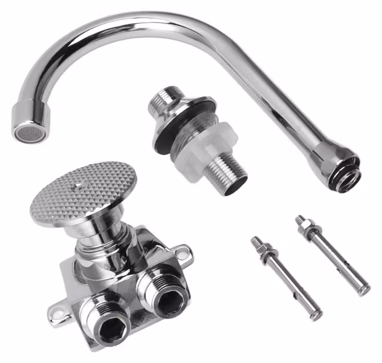 Pedale per controllo a pedale - Rubinetto da cucina - Ottone resistente - Flusso d'acqua rapido - Tubo flessibile - Design senza contatto