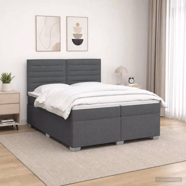 Letto box spring con materasso vidaXL in tessuto multicolore con base a sollevamento, illuminazione sottostante e porta di ricarica USB, L/P/H: 200 x 200 x 140,5 cm