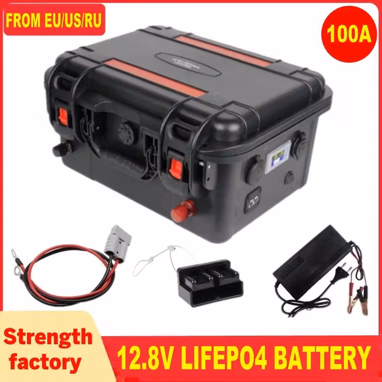 Batteria agli ioni di litio e ferro fosfato da 12V - 100Ah, ricaricabile, ideale per camper e caravan
