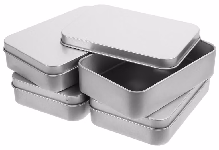 Omgoods - Set di 4 contenitori - Scatole di metallo con cerniera