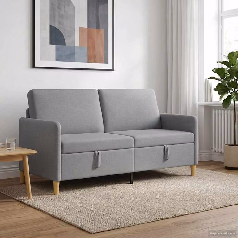 vidaXL Divano Moderno con Contenitore Grigio L: 172 cm, P: 78 cm, H: 87 cm