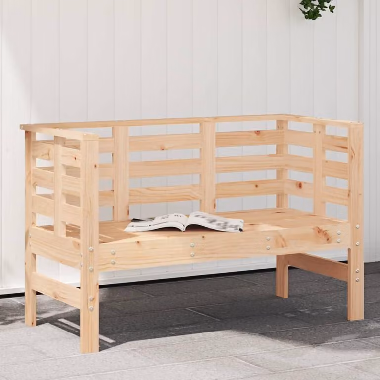Panca da giardino in legno massello di pino, dimensioni 111,5 x 53 x 71 cm