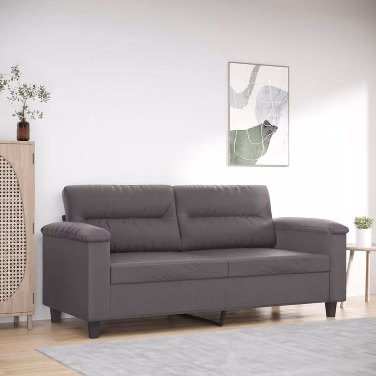 vidaXL Divano a 2 Posti Moderno in Similpelle Grigio con Struttura in Metallo