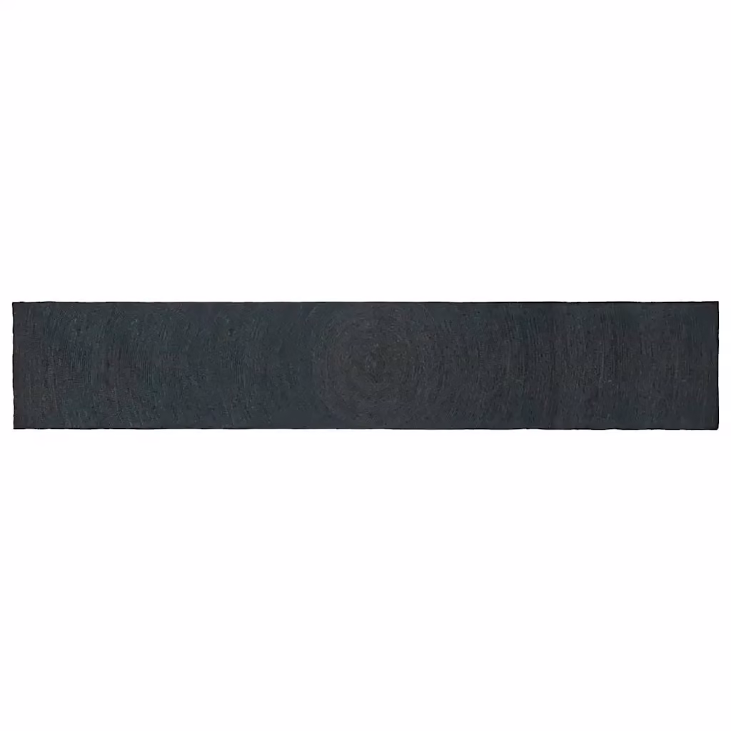 Tappeto in juta rettangolare per zona living, colore grigio antracite, L 80 cm x P 400 cm – 2