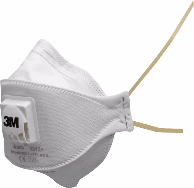 Maschera respiratoria Aura 9312+ FFP1 / V NR D con valvola di espirazione, pieghevole